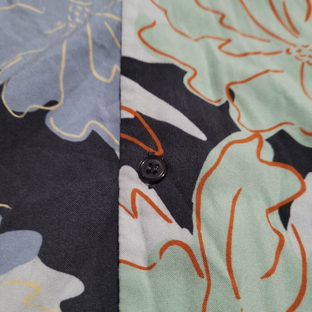 Topman Spliced Floral Hibiscus Viscose Green & BLUE Tropical Hawaiian Shirt NWOT - Picture 8 of 10